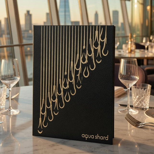 recycled leather menu cover 